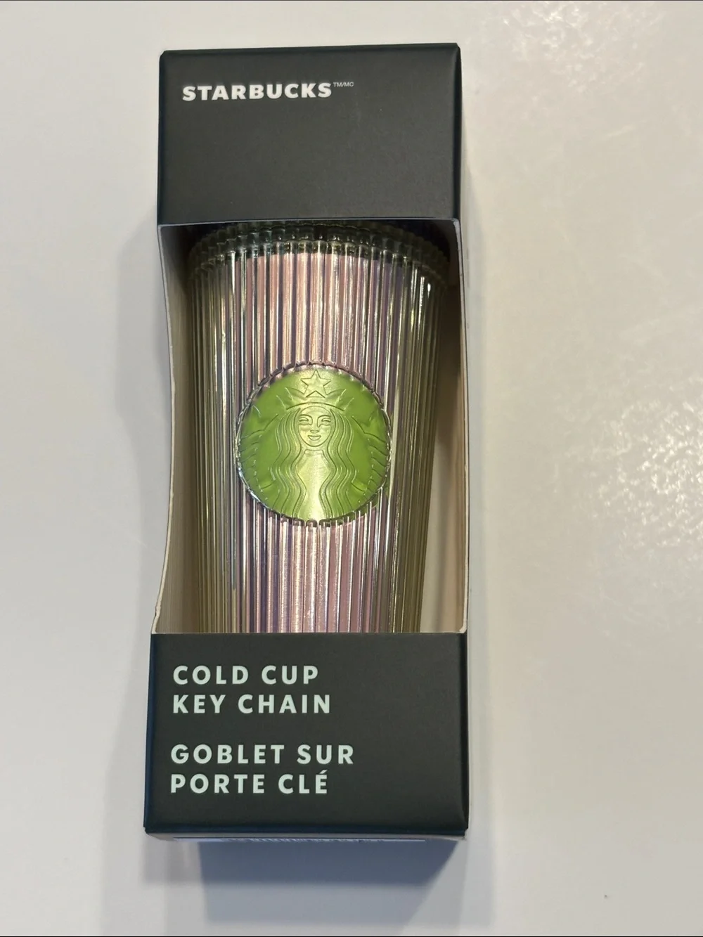 Starbucks 2025 Lime Green and Purple Pleated Cold Cup Key Chain - Picture 2 of 8
